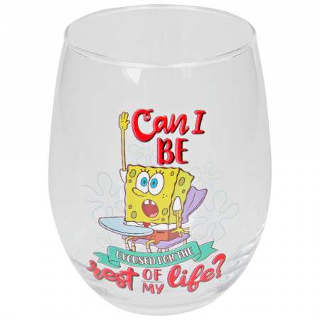 SpongeBob SquarePants Can I Be Excused 20 Ounce Stemless Wine Glass